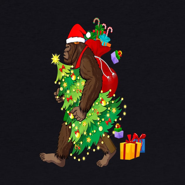 Christmas Tree Bigfoot Squatching Through The Snow by Buleskulls 